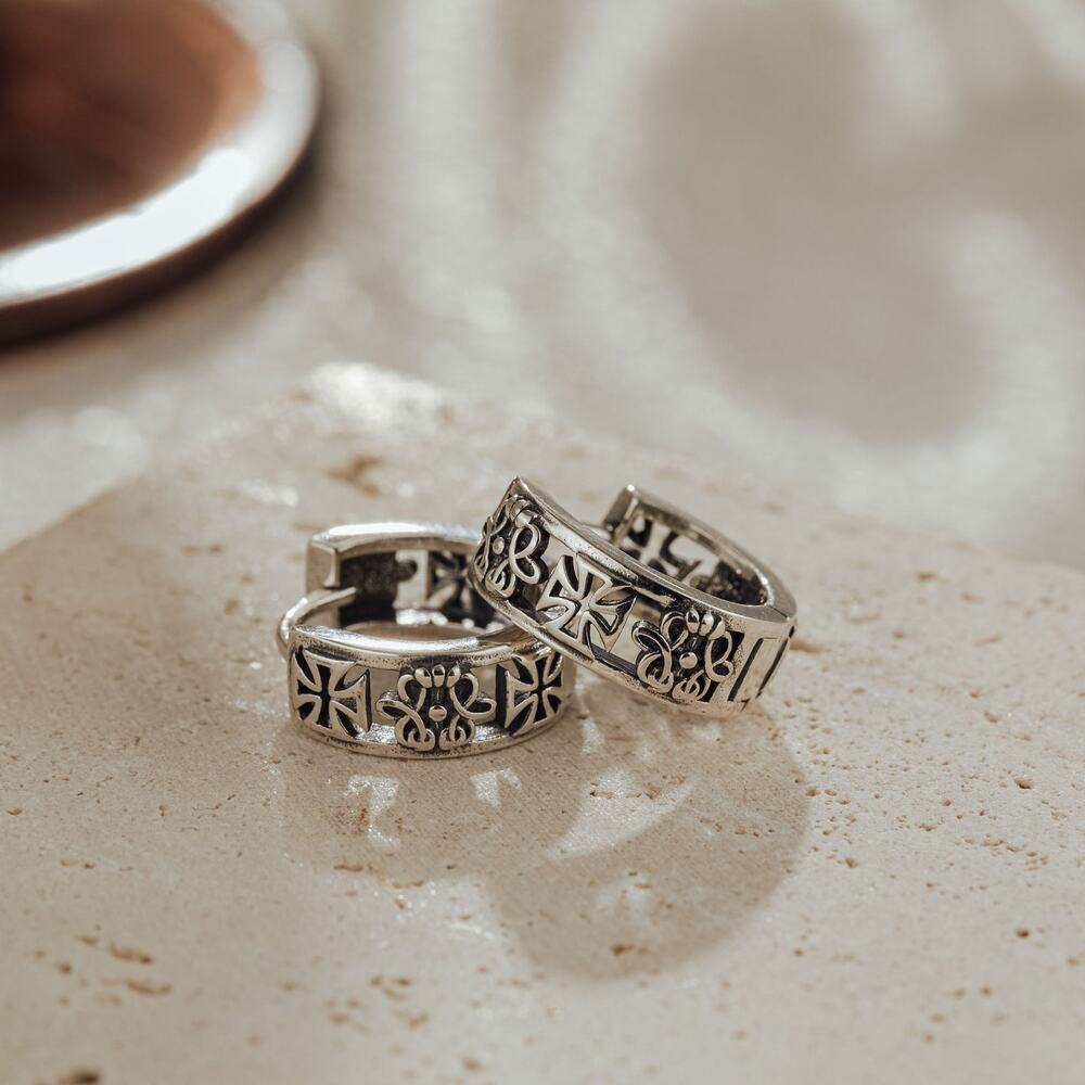 Gothic 925 Sterling Silver Huggie Earrings